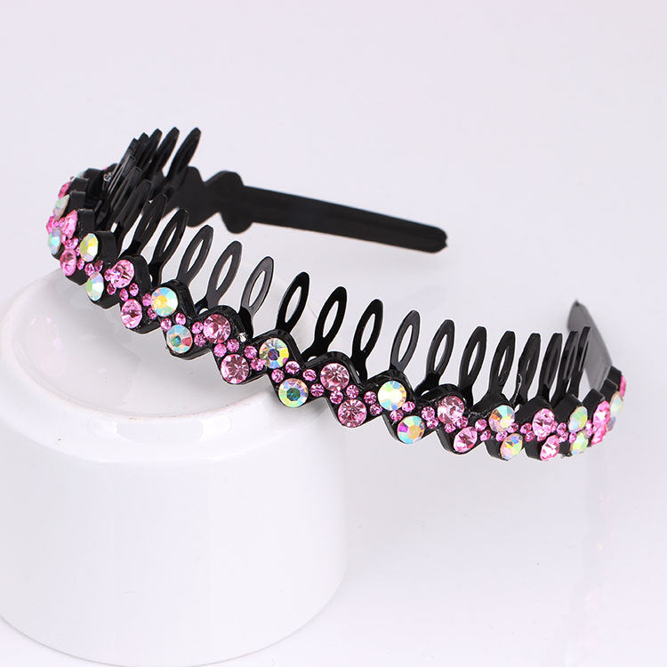 Wholesale Rhinestone Black Full Diamond Wave Fashion Headband